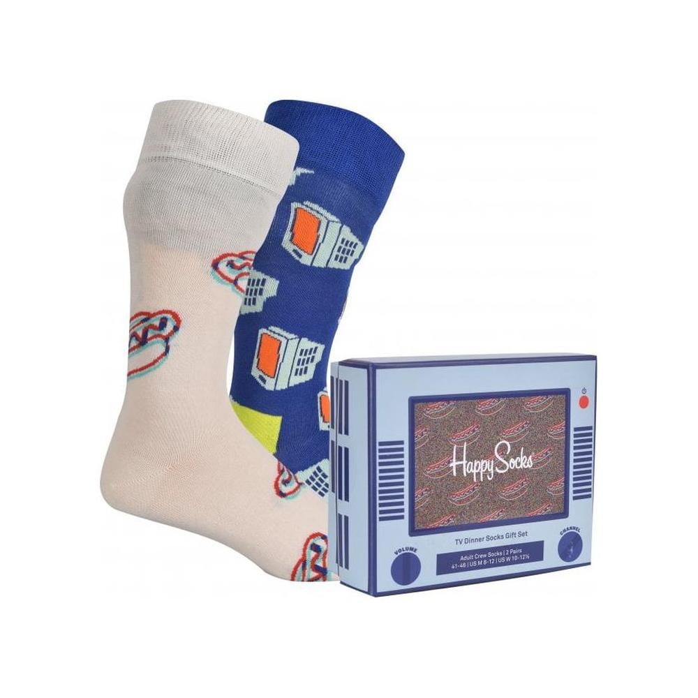 2-Pack TV Dinner Socks Gift Box, White/Blue-Happy Socks-UNDERU