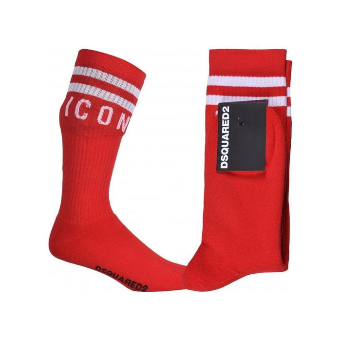 ICON Stripes Logo Sports Socks, Red/white-DSquared2-UNDERU