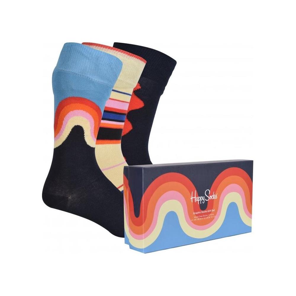3-Pack Graphic Socks Gift Box, Navy/yellow-Happy Socks-UNDERU