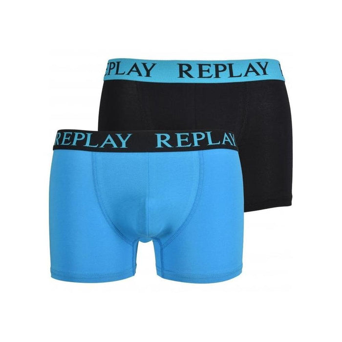 2-Pack Contrast Waistband Boxer Trunks, Black/Blue-Replay-UNDERU