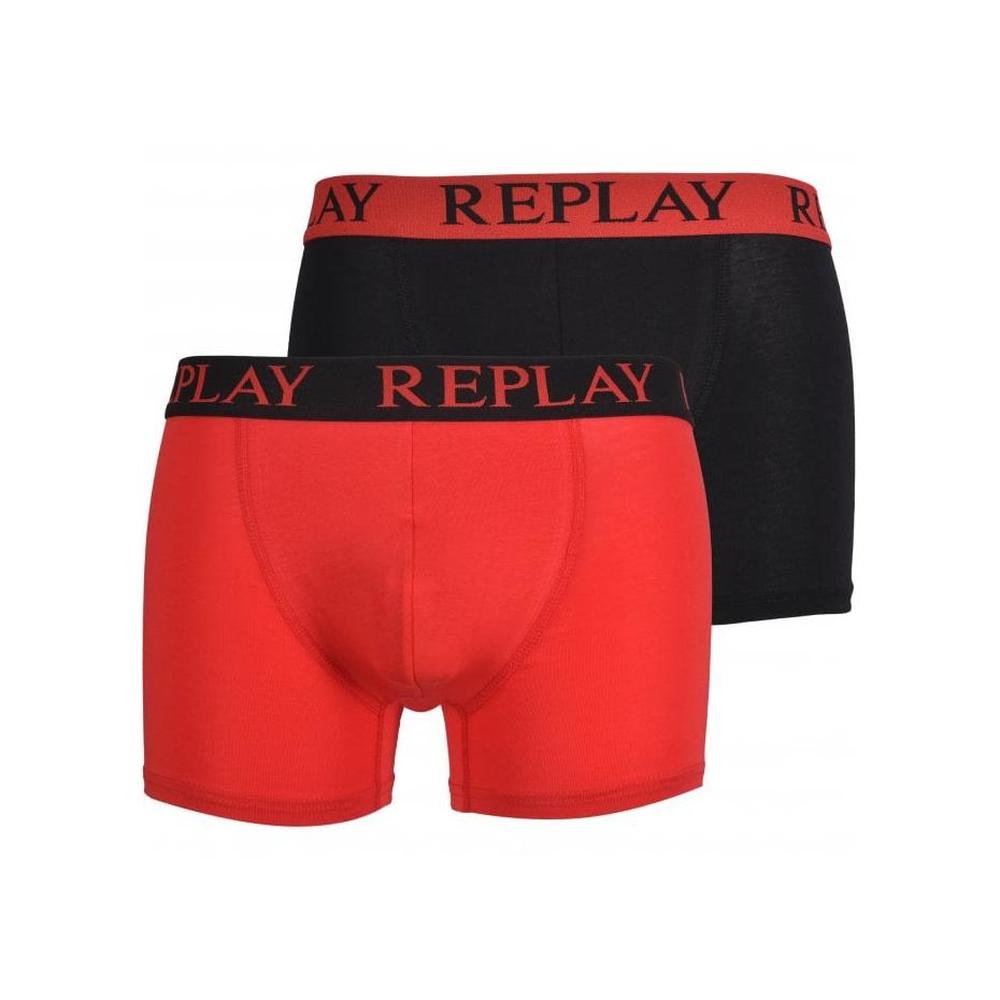2-Pack Contrast Waistband Boxer Trunks, Black/Red-Replay-UNDERU