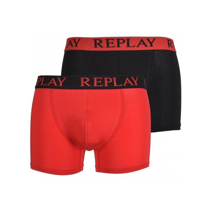 2-Pack Contrast Waistband Boxer Trunks, Black/Red-Replay-UNDERU
