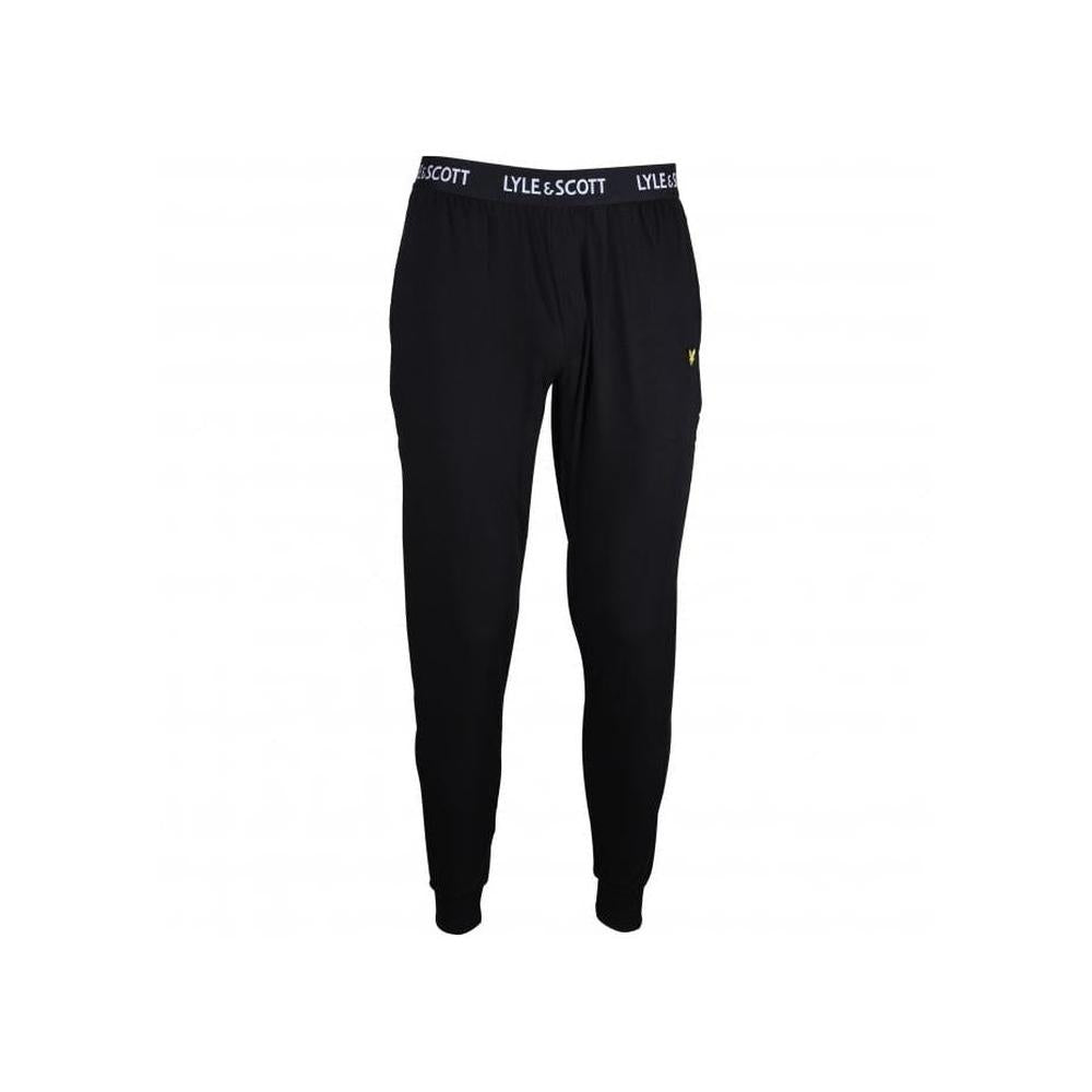 Single Jersey Cuffed Loungewear Jogging Bottoms, Black-Lyle & Scott-UNDERU