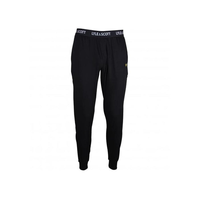 Single Jersey Cuffed Loungewear Jogging Bottoms, Black-Lyle & Scott-UNDERU