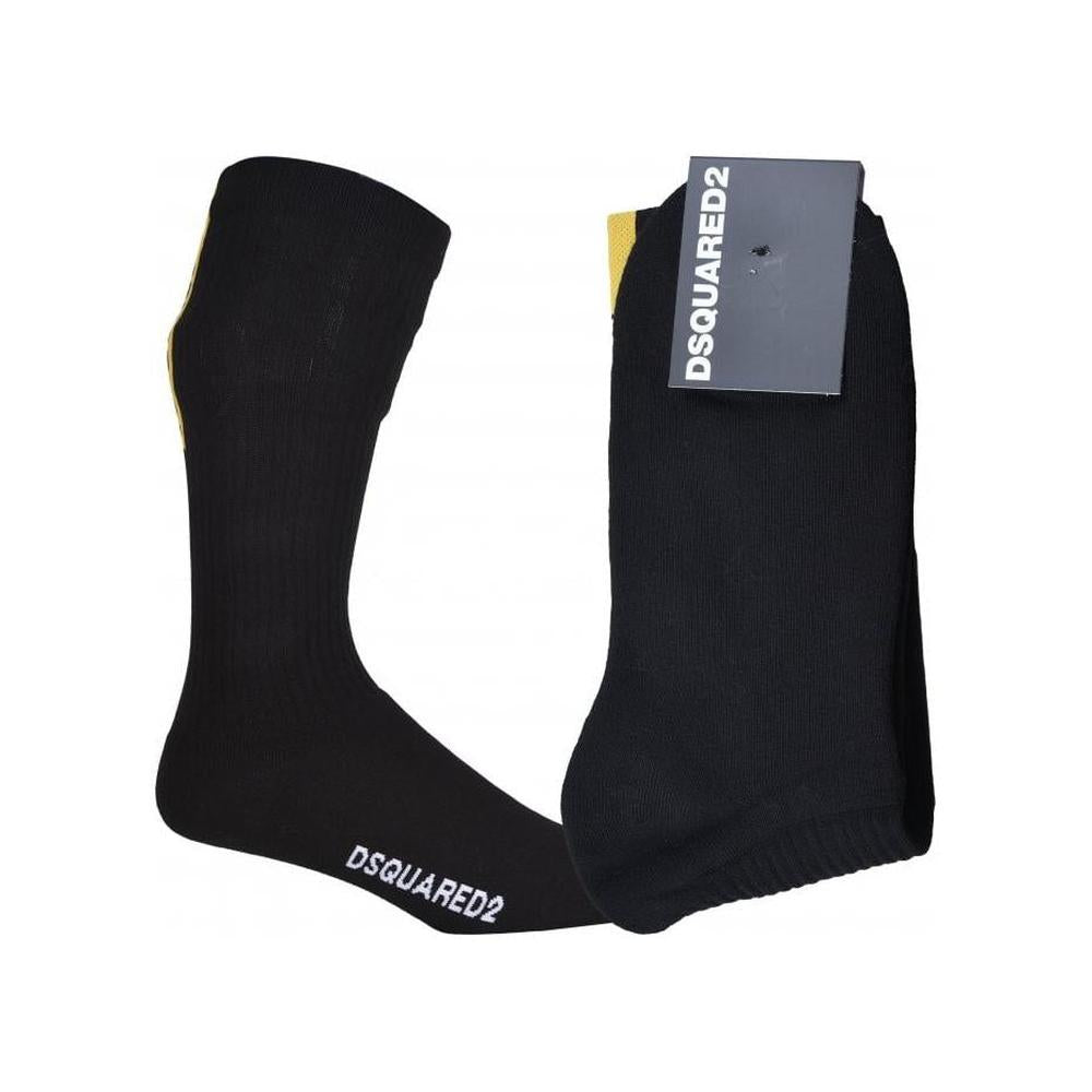 Vertical Logo Stripe Sports Socks, Black/yellow-DSquared2-UNDERU