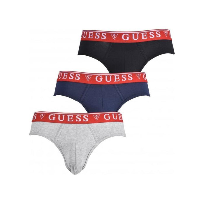 3-Pack Red Waistband Briefs, Black/Grey/Navy-Guess-UNDERU