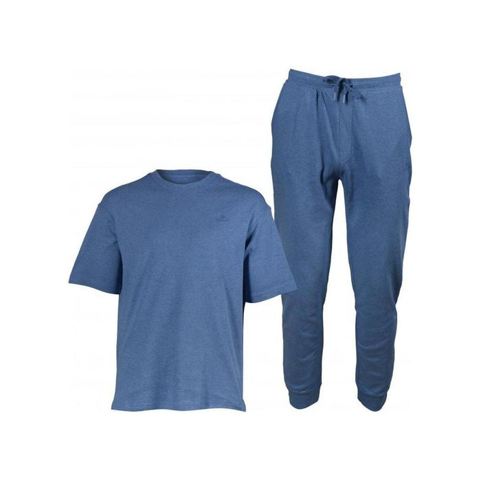 Premium Cotton Loungewear Set, Denim Blue Melange-GANT-UNDERU