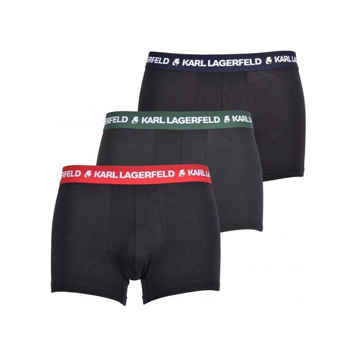 3-Pack Coloured Waistband Boxer Trunks, Black w/ red/green/blue-Karl Lagerfeld-UNDERU