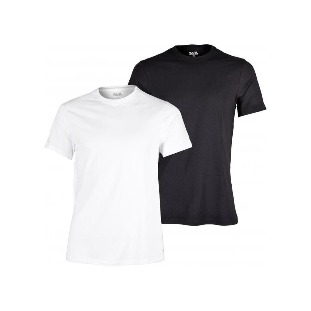 2-Pack Crew-Neck T-Shirts in Slim-Fit, Black/White-Karl Lagerfeld-UNDERU