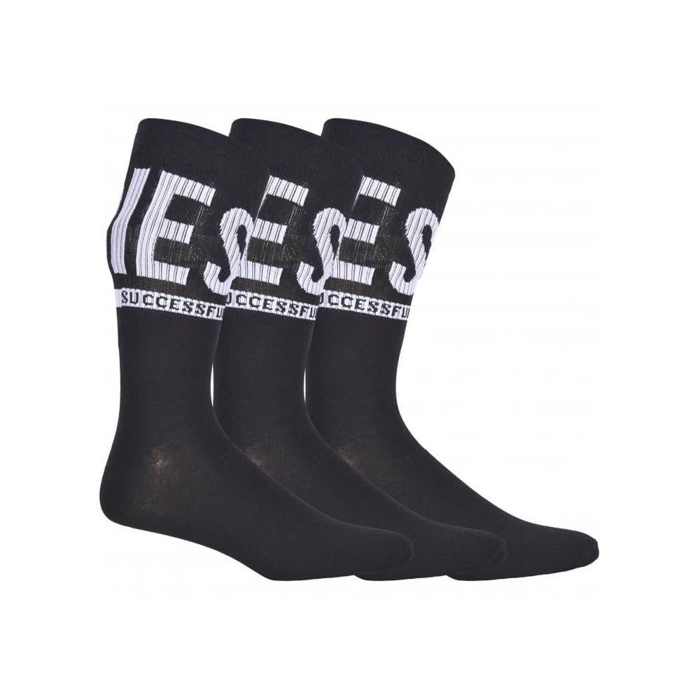 3-Pack Logo Sports Socks, Black-Diesel-UNDERU