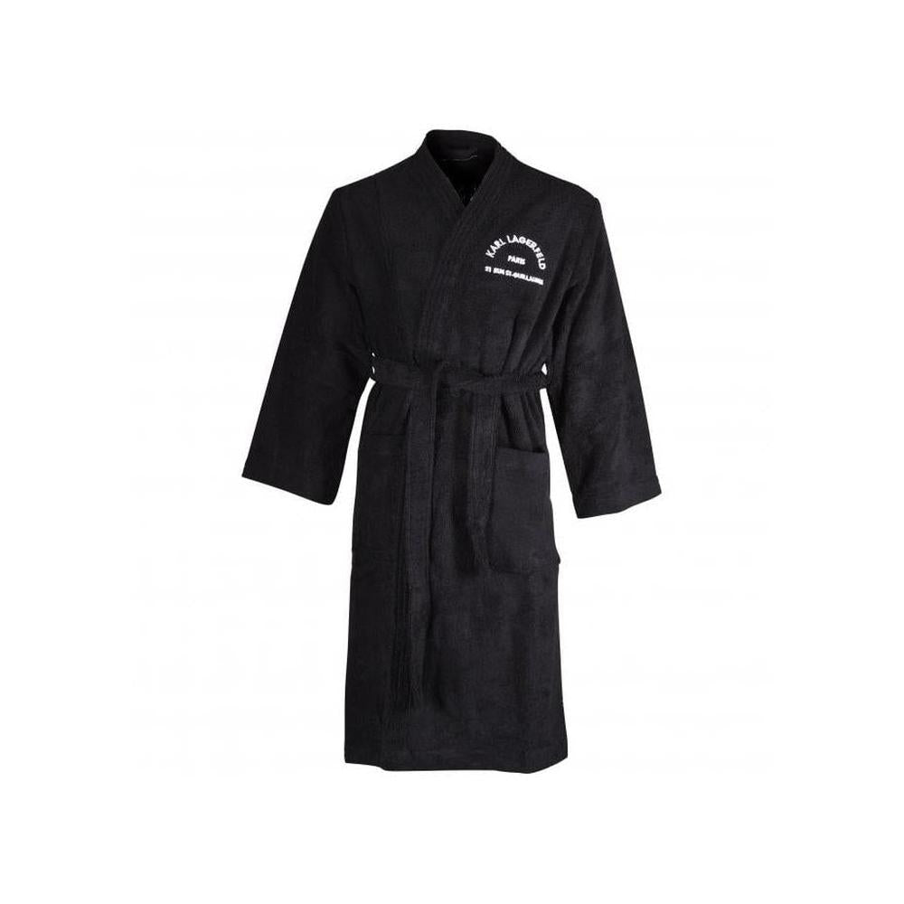 Address Logo Towelling Bathrobe, Black-Karl Lagerfeld-UNDERU