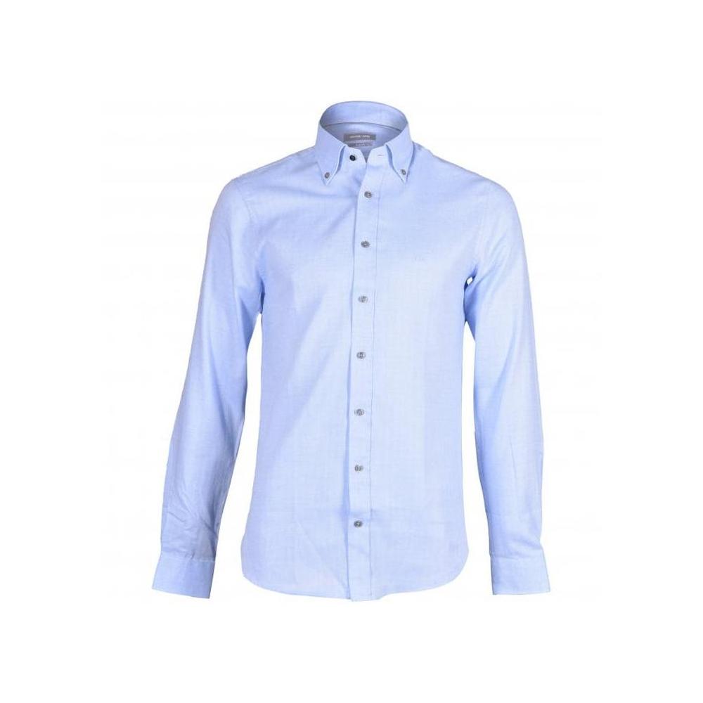 Michael Kors-Cotton Cashmere Shirt, Light Blue-UNDERU