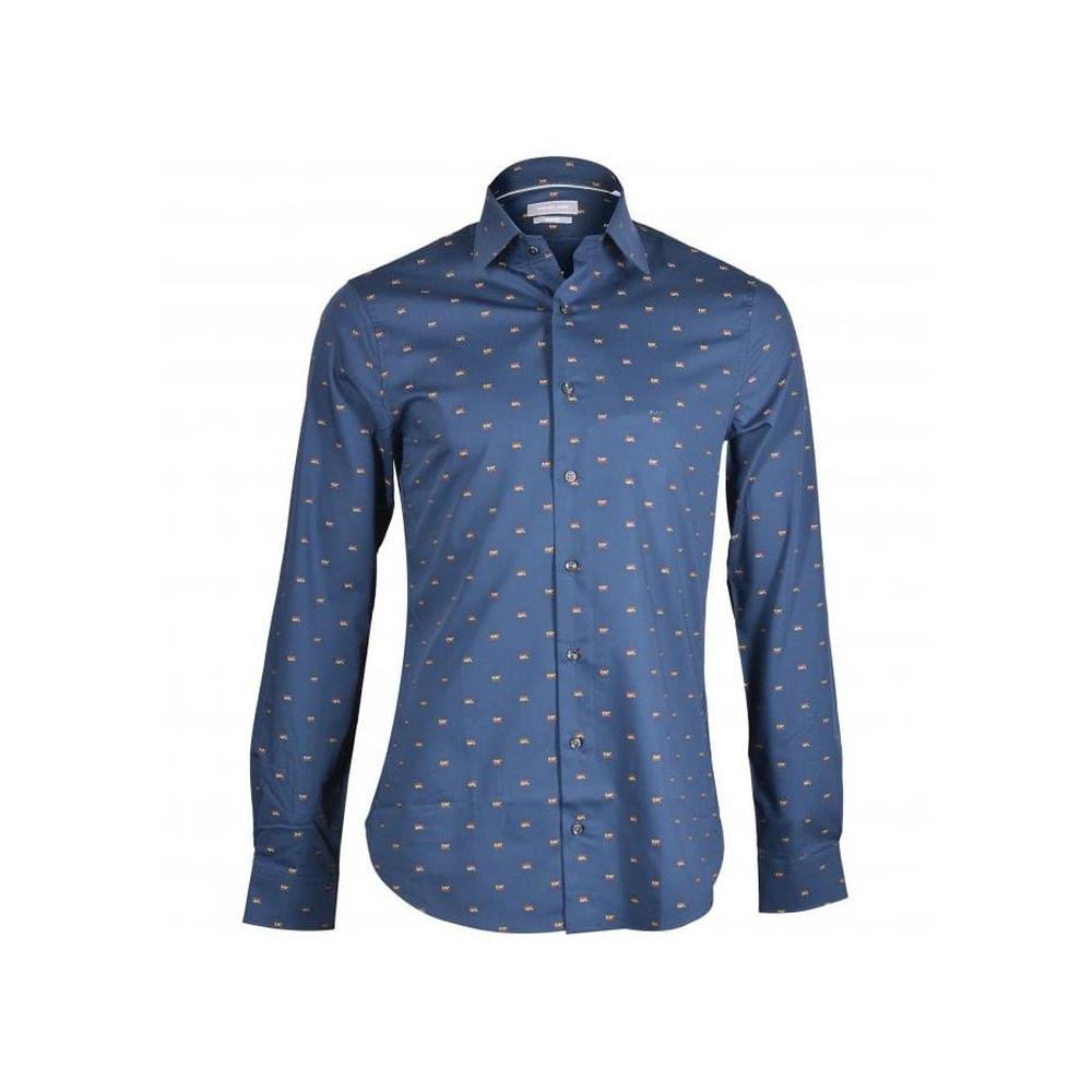 Michael Kors-Cotton MK Logo Print Shirt, Navy-UNDERU