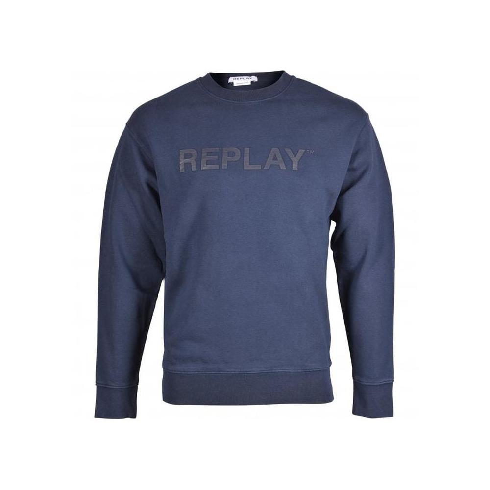Replay-Tonal Logo Print Sweatshirt, Navy-UNDERU