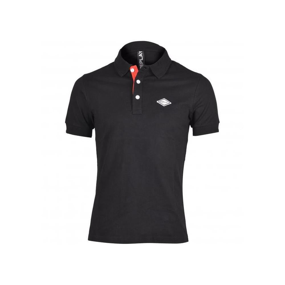 Replay-Pique Polo Shirt, Black-UNDERU