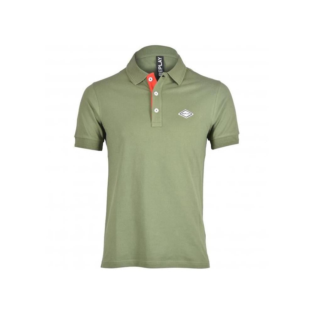 Replay-Pique Polo Shirt, Olive Green-UNDERU
