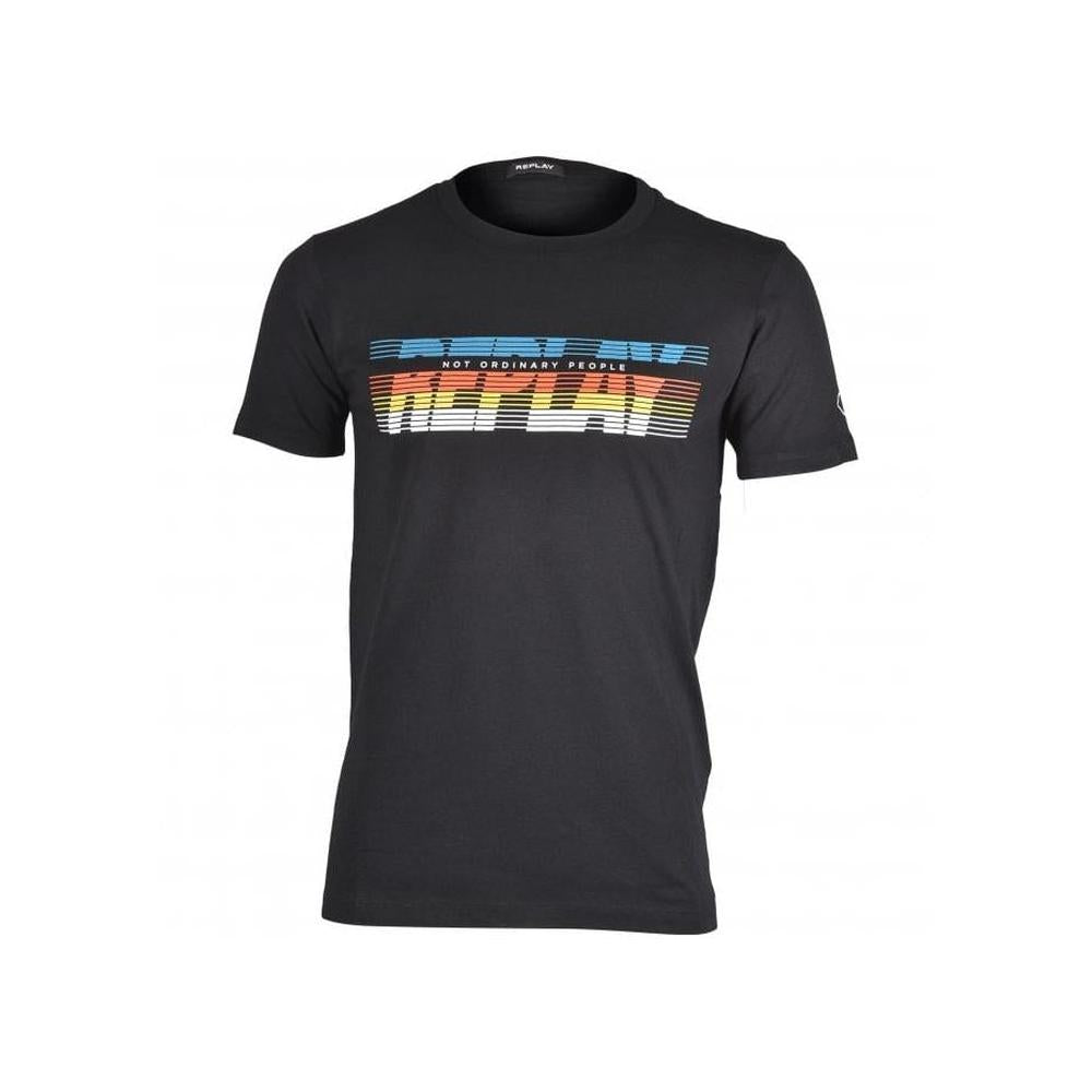 Flash Logo T-Shirt, Black-Replay-UNDERU