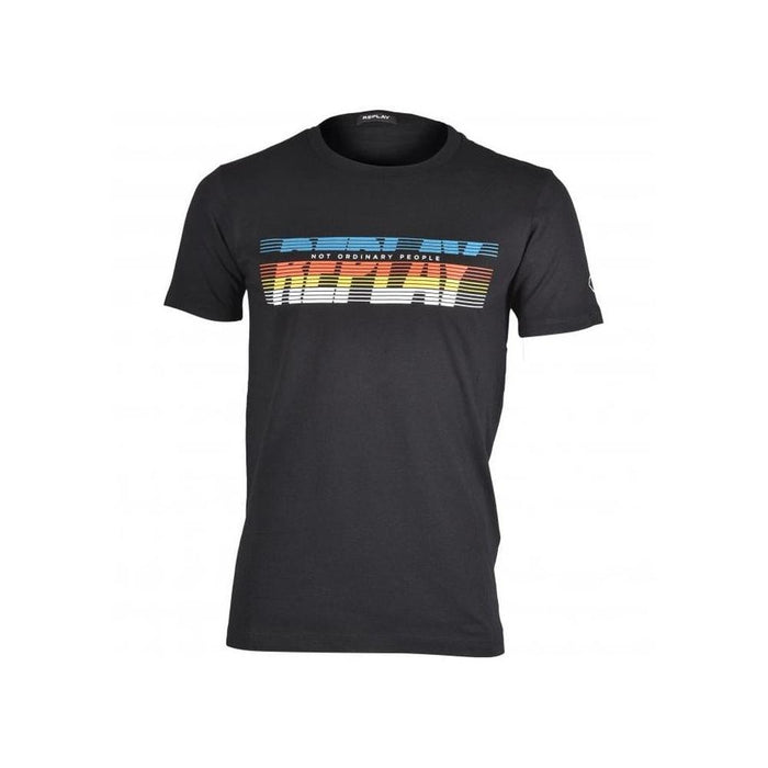 Flash Logo T-Shirt, Black-Replay-UNDERU