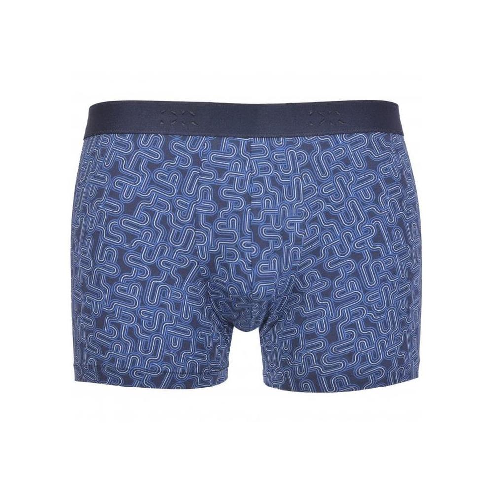Jack Pima Cotton Stretch Geo Print Boxer Trunk, Navy-Derek Rose-UNDERU