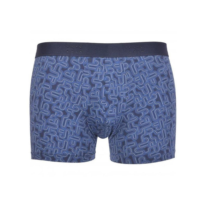 Jack Pima Cotton Stretch Geo Print Boxer Trunk, Navy-Derek Rose-UNDERU