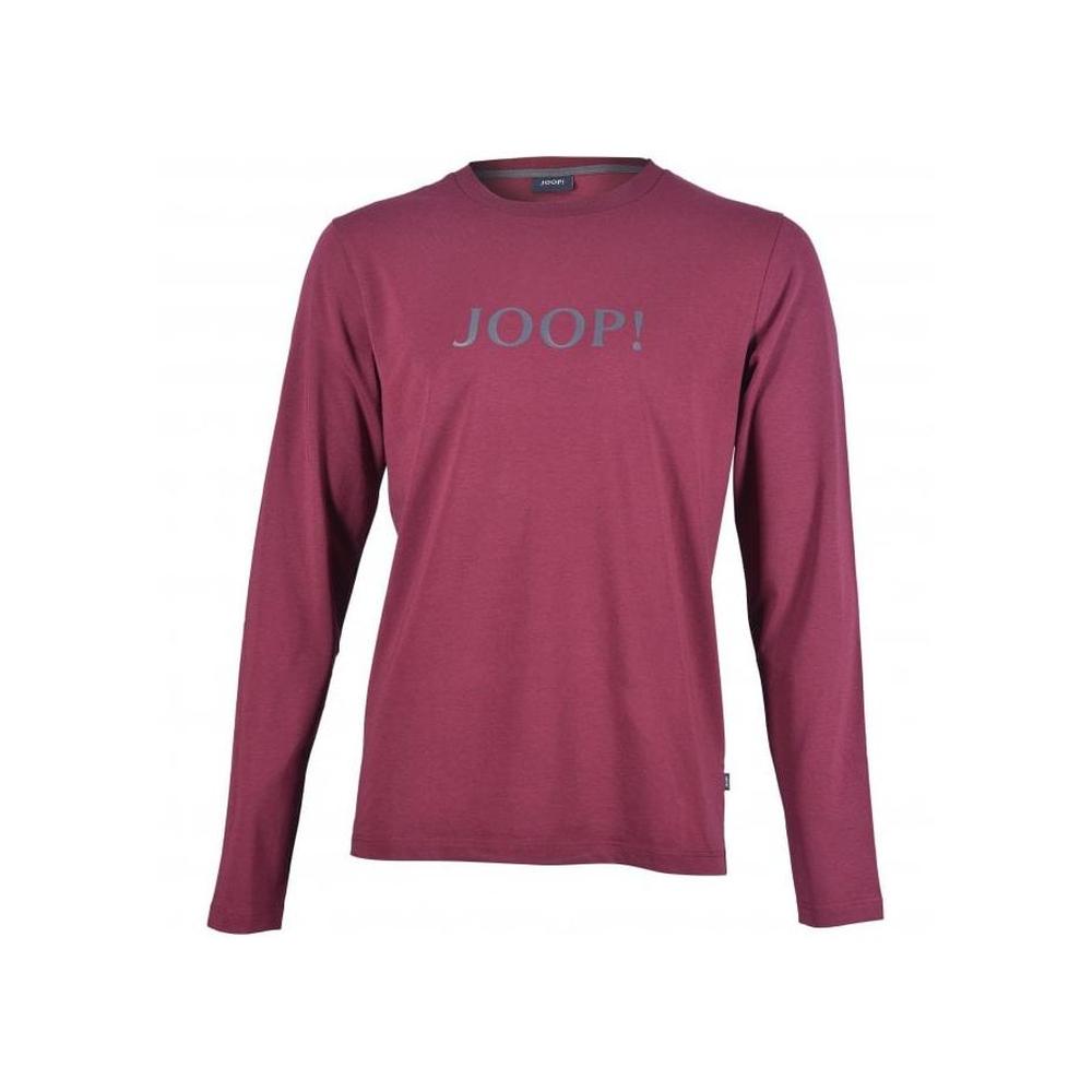 Logo Print Long-Sleeve T-Shirt, Berry Red-Joop!-UNDERU