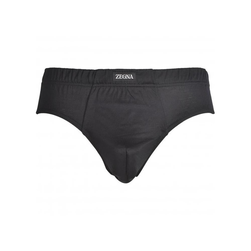 Zegna Men's Filoscozia Cotton Midi Brief, Black