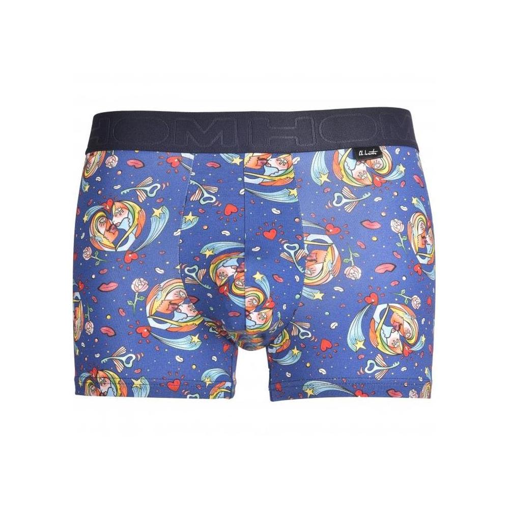 HOM-Big Bisous Print Boxer Trunk, Blue-UNDERU