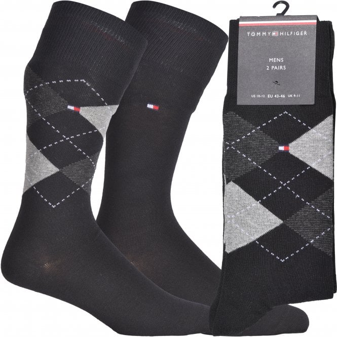 2-Pack Argyle & Solid Socks, Black-Tommy Hilfiger-UNDERU