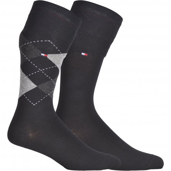 2-Pack Argyle & Solid Socks, Black-Tommy Hilfiger-UNDERU