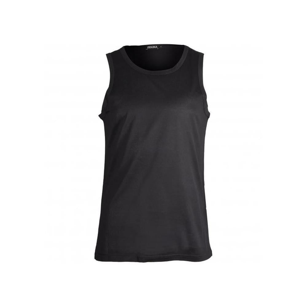 Filoscozia Cotton Tank Top Vest, Black-Ermenegildo Zegna-UNDERU
