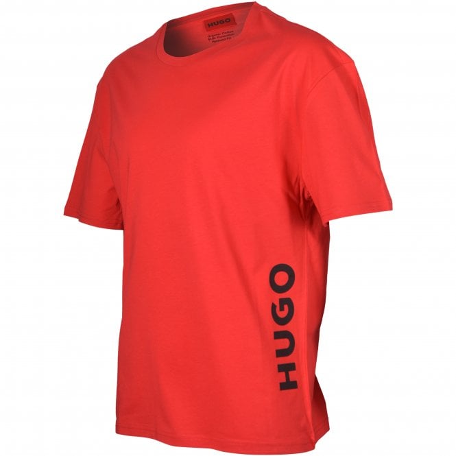 Side Logo Relaxed-Fit Beach T-Shirt, Red-HUGO-UNDERU