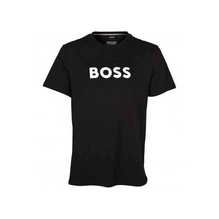 BOSS-Logo Print UV-Absorbent Beachwear T-Shirt, Black-UNDERU
