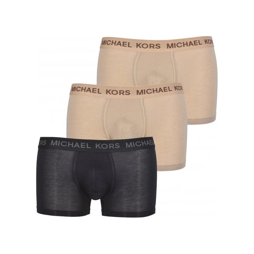 Michael Kors-3-Pack Tonal Logo Boxer Trunks, Black/Khaki-UNDERU