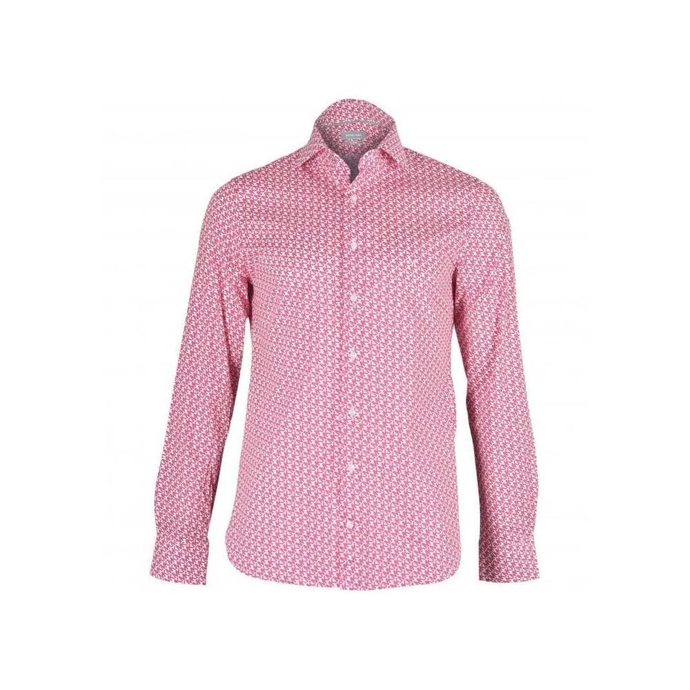Michael Kors-Diagonal Logo Print Cotton Stretch Shirt, Cherry Red-UNDERU
