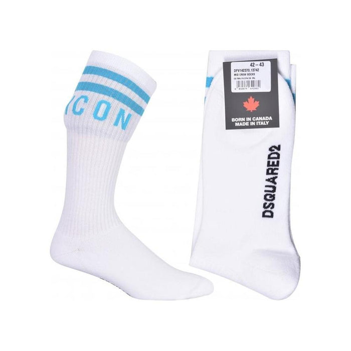 DSquared2-ICON Stripes Logo Sports Socks, White/blue-UNDERU