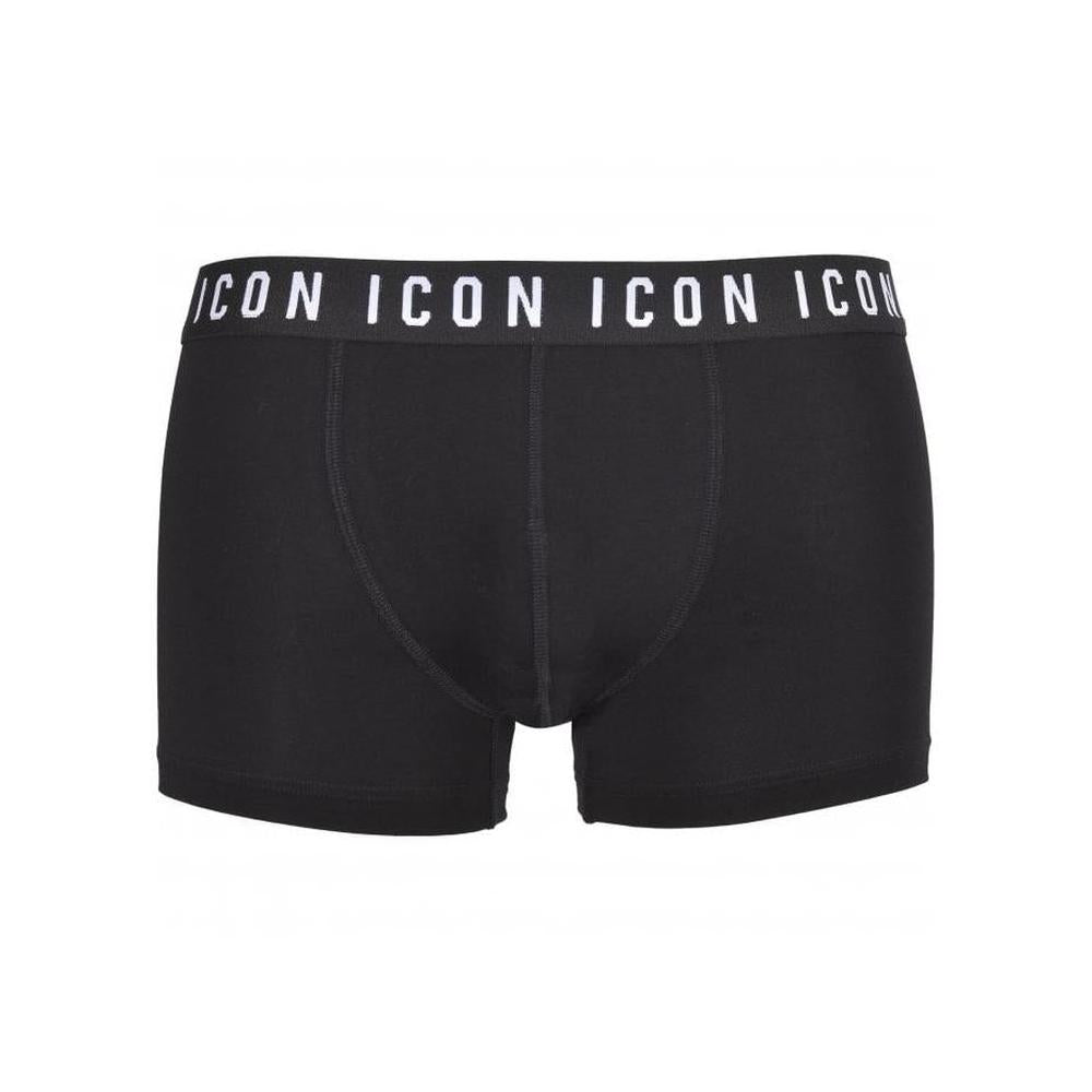 DSquared2-ICON Waistband Boxer Trunk, Black/white-UNDERU