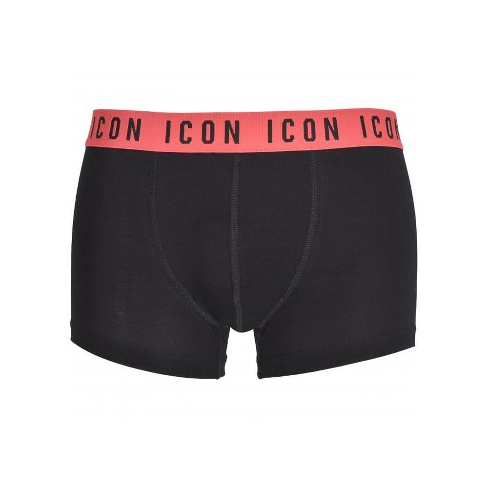 DSquared2-ICON Waistband Boxer Trunk, Black/coral-UNDERU