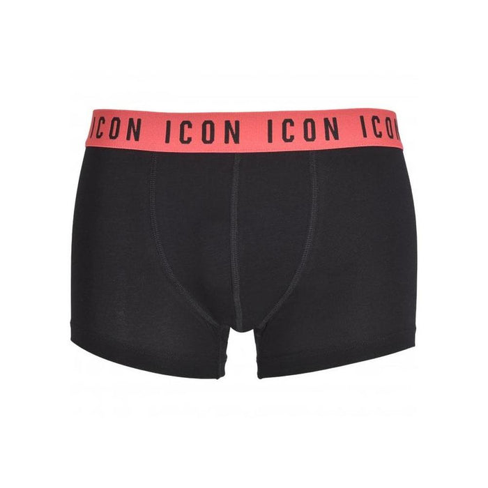 DSquared2-ICON Waistband Boxer Trunk, Black/coral-UNDERU