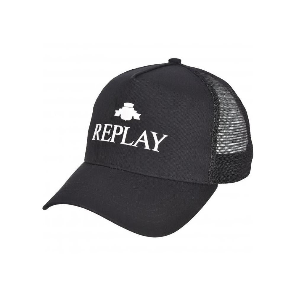 Replay-Archive Logo Twill & Mesh Baseball Cap, Black-UNDERU