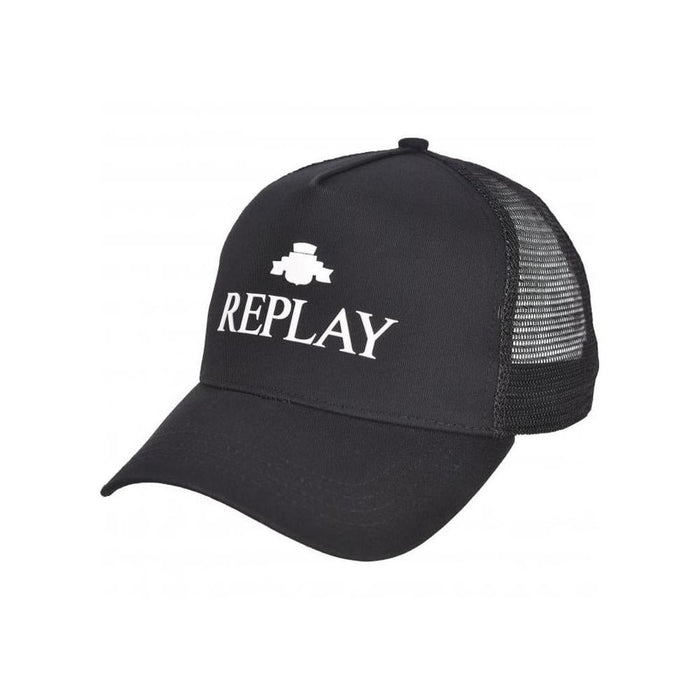 Replay-Archive Logo Twill & Mesh Baseball Cap, Black-UNDERU