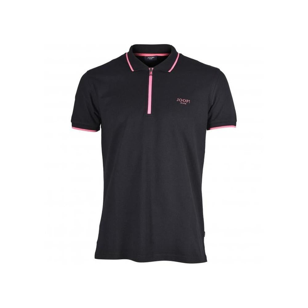 Joop!-Jeans Qtr Zip Contrast Pique Polo Shirt, Black/pink-UNDERU