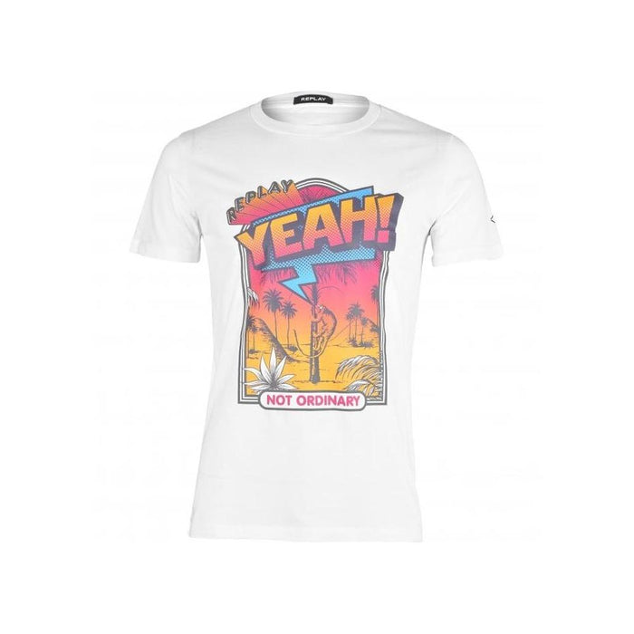 Replay-Yeah! Not Ordinary Pop Art T-Shirt, White-UNDERU