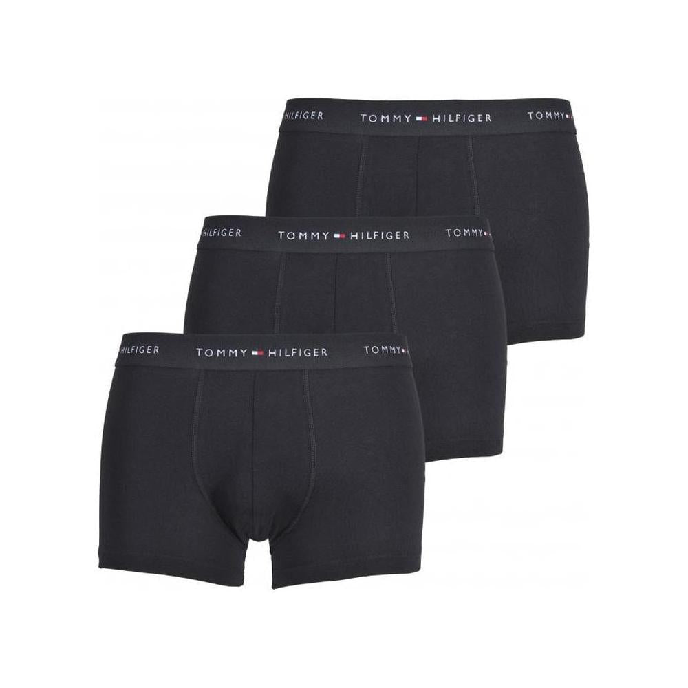 Tommy Hilfiger-3-Pack Signature Cotton Boxer Trunks, Black-UNDERU