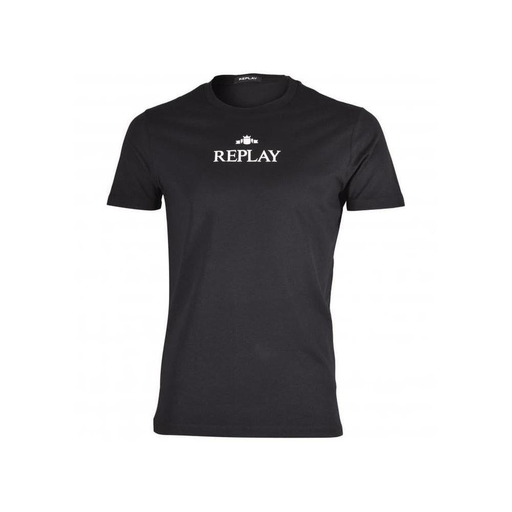 Replay-Logo Print T-Shirt, Black-UNDERU