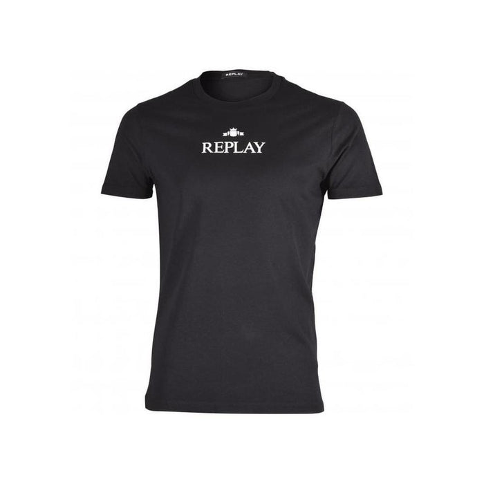 Replay-Logo Print T-Shirt, Black-UNDERU