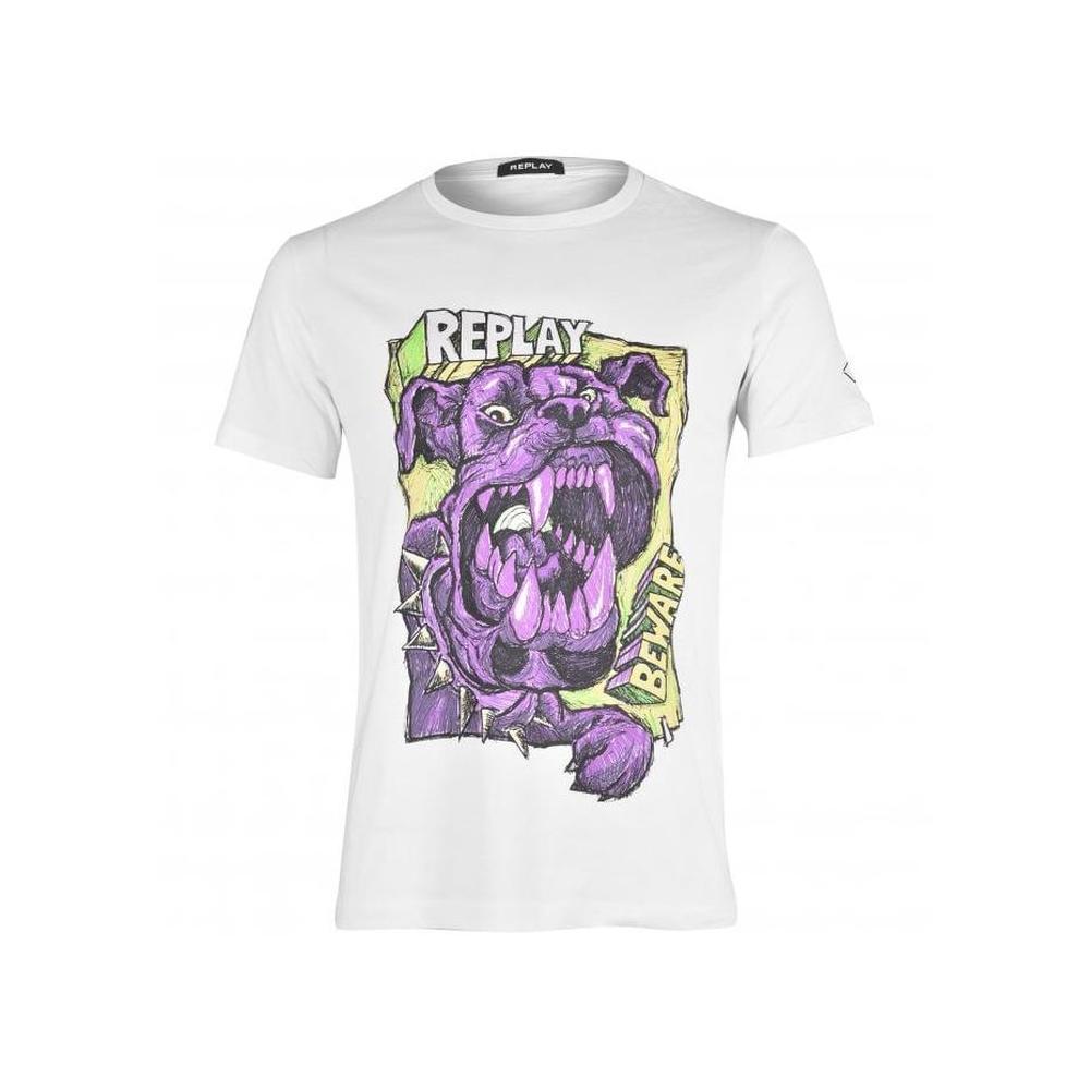 Replay-Beware of the Dog Pop Art T-Shirt, White-UNDERU