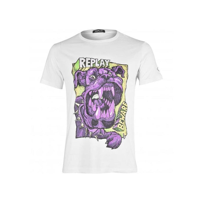 Replay-Beware of the Dog Pop Art T-Shirt, White-UNDERU