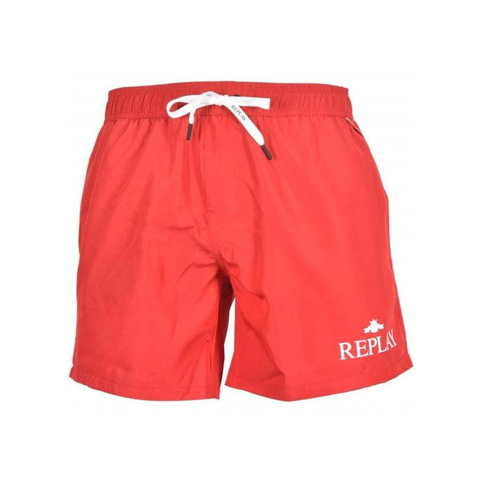 Replay-Contrast Logo Swim Shorts, Red-UNDERU