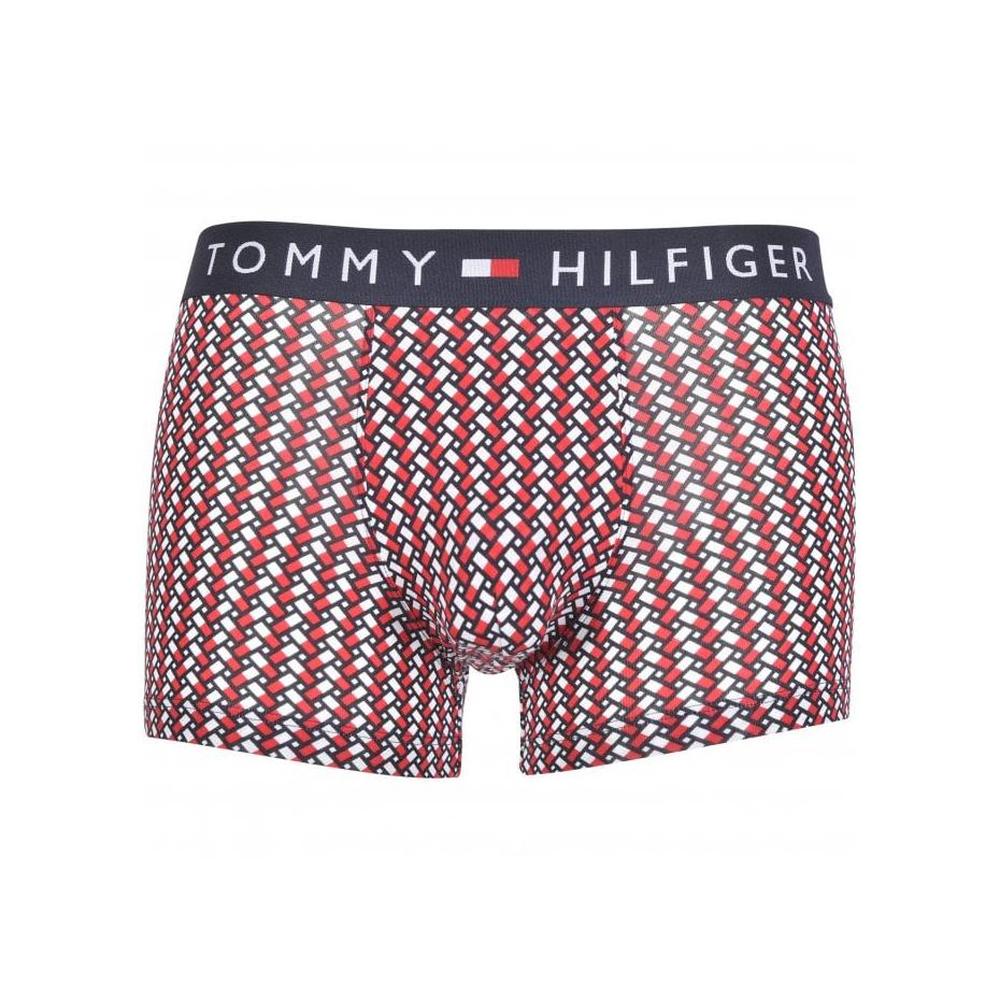 Tommy Hilfiger-Organic Cotton Stretch Geometric Boxer Trunk, Navy/red-UNDERU
