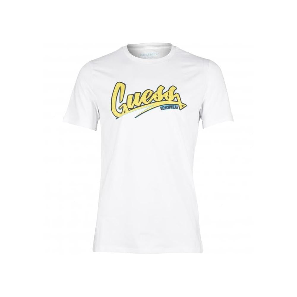 Beachwear Logo Organic Cotton T-Shirt, White-Guess-UNDERU